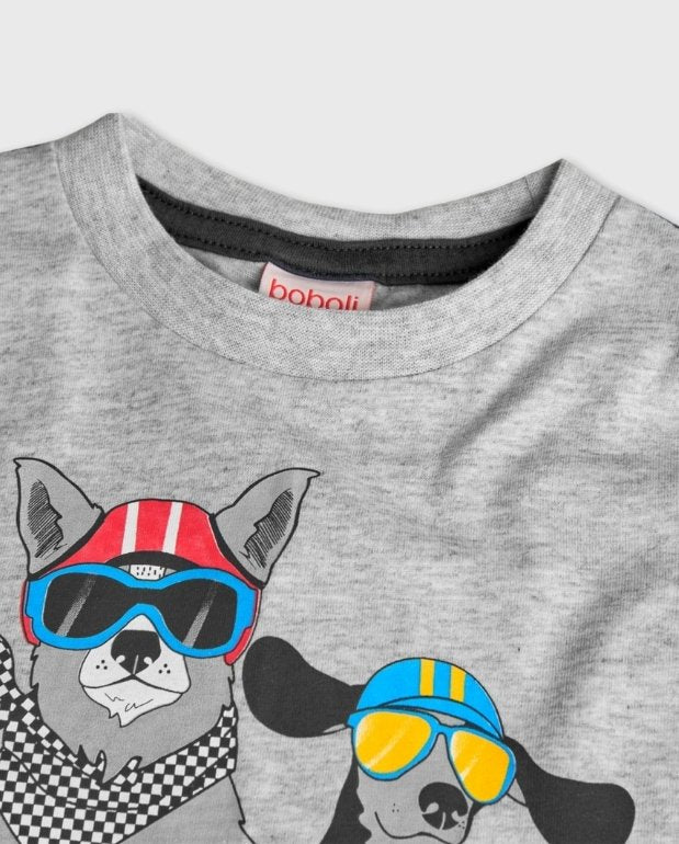 Conjunto Bermuda Carro Gris Boboli Estampado