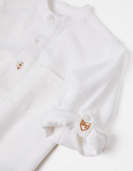 Camisa Lino Cuello Mao Blanca