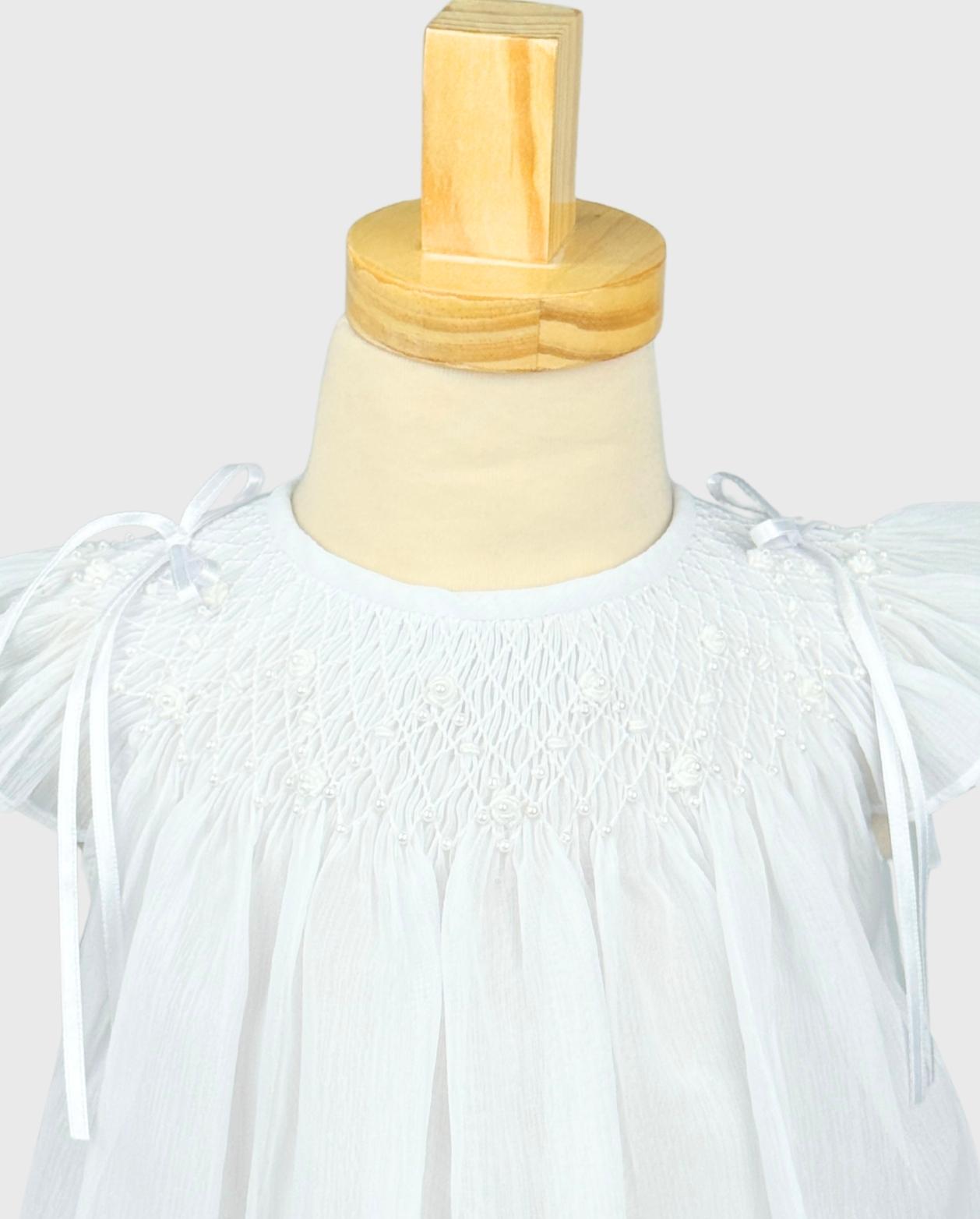 Vestido Ceremonia con Gorro Blanco Bautizo