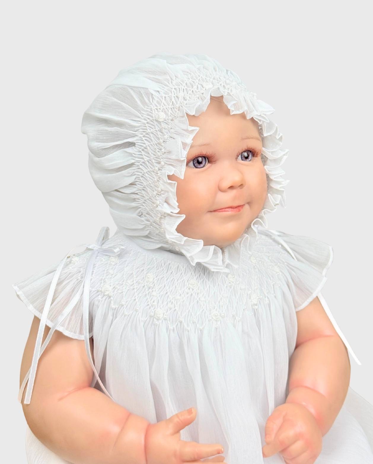 Vestido Ceremonia con Gorro Blanco Niña