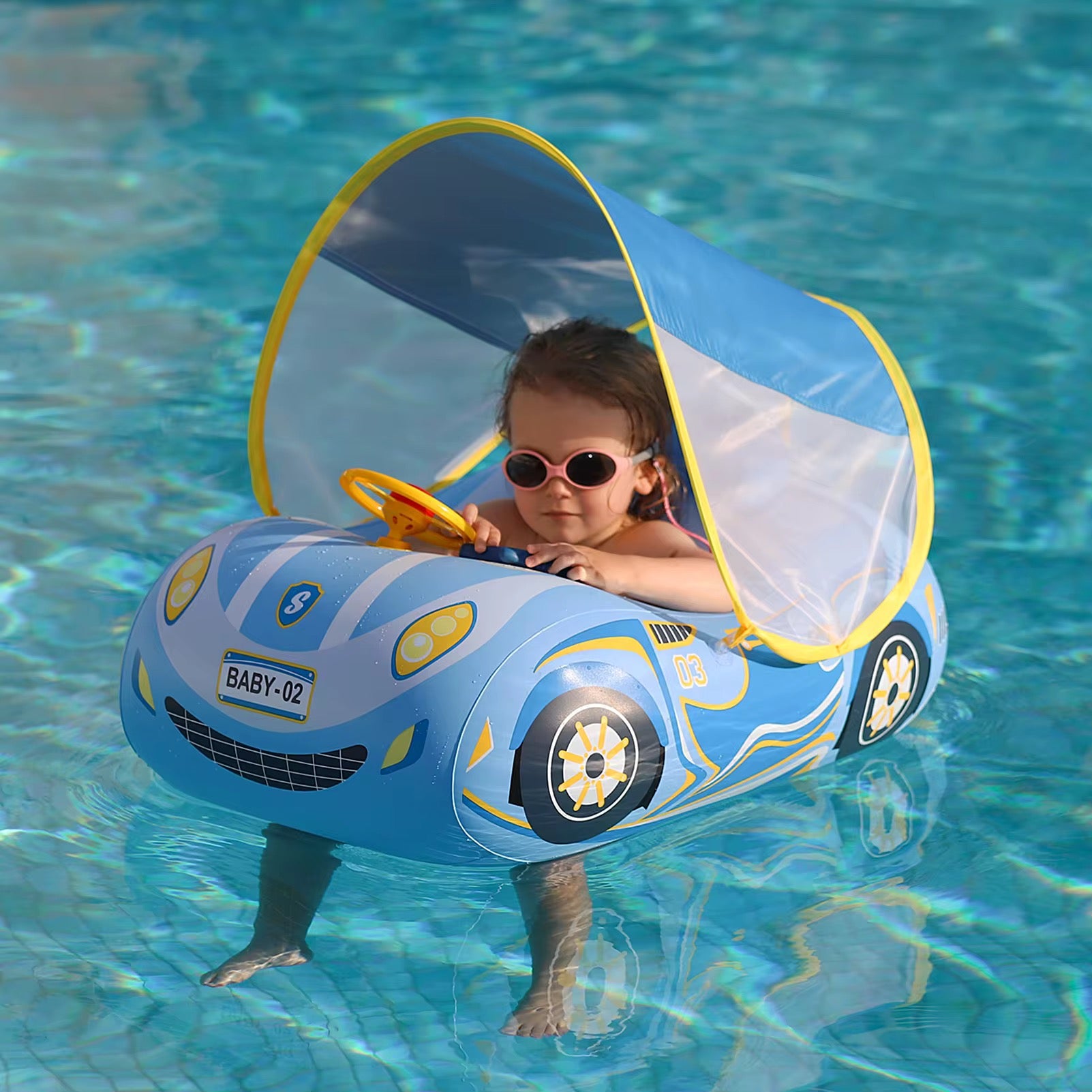 Flotador Con Techo Car Azul