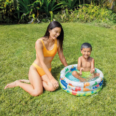 Piscina Inflable Circular Dinosaurios Gris modelo 