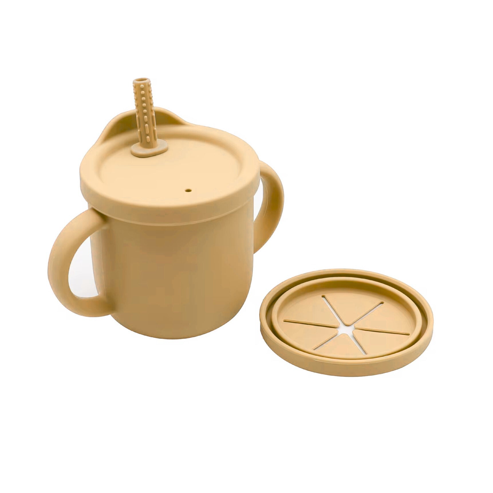 Vaso Con Asas Para Bebé en Silicona Beige