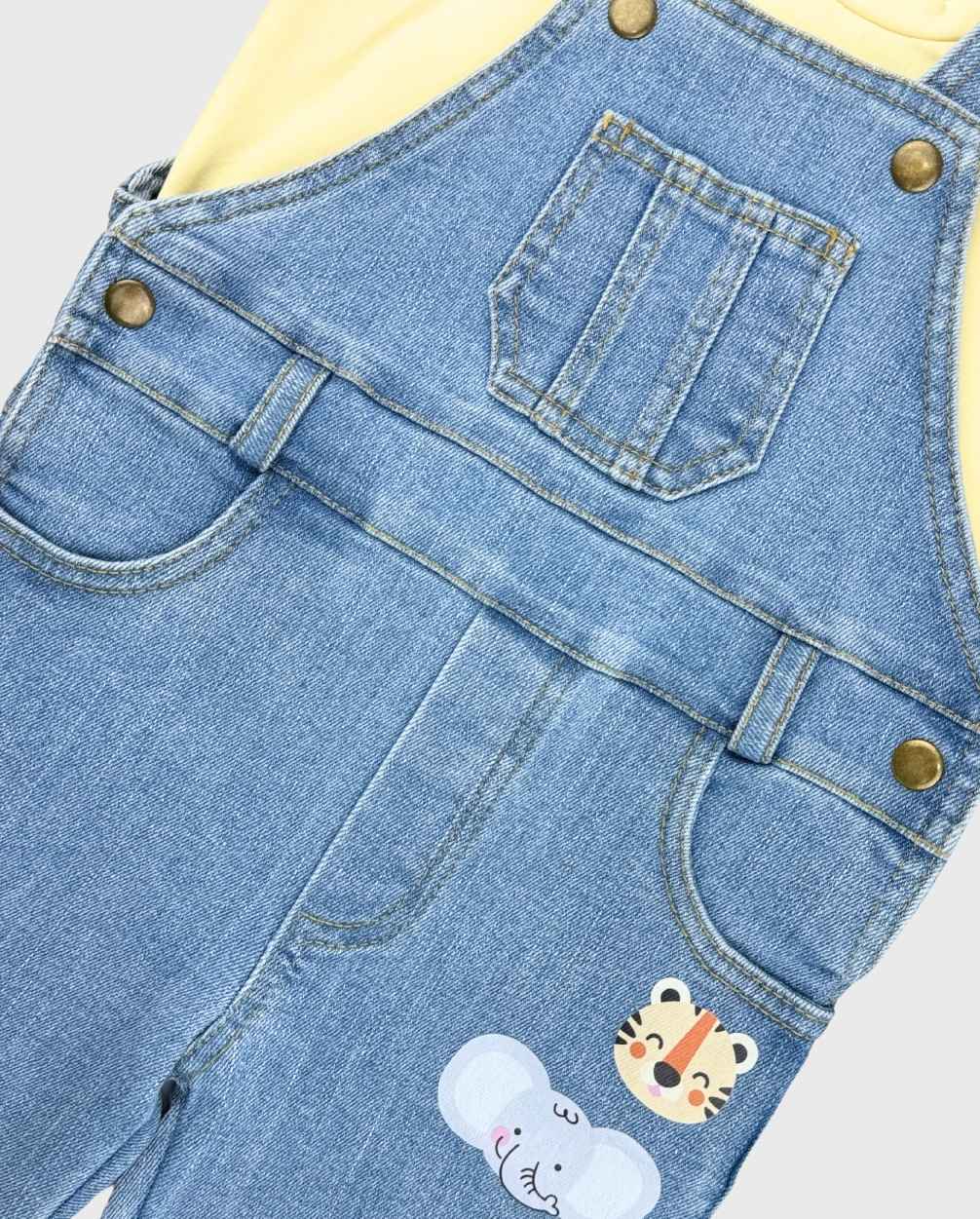 Conjunto Overol Largo Safari Denim Animales