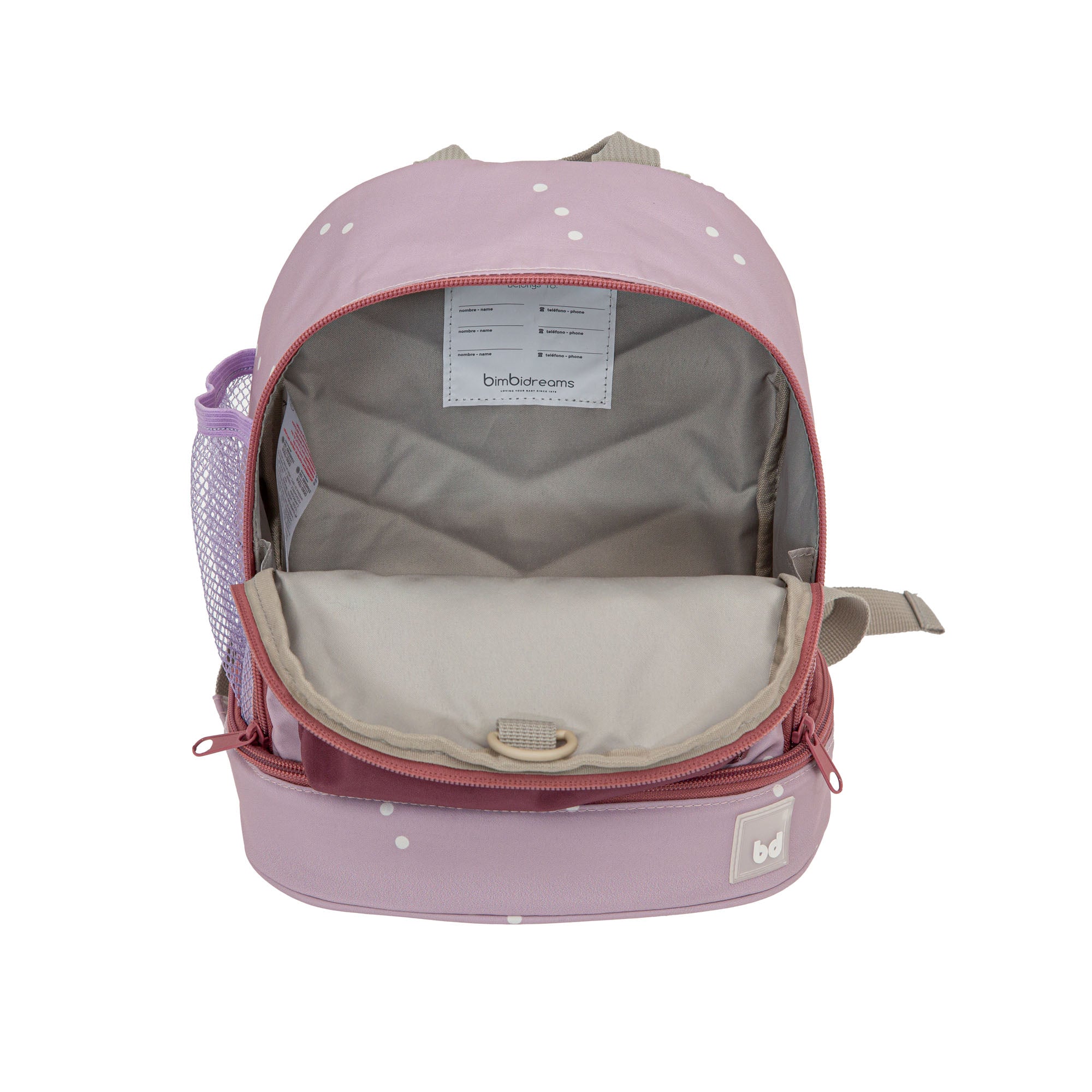 Tirantes acolchados mochila infantil conejito lila