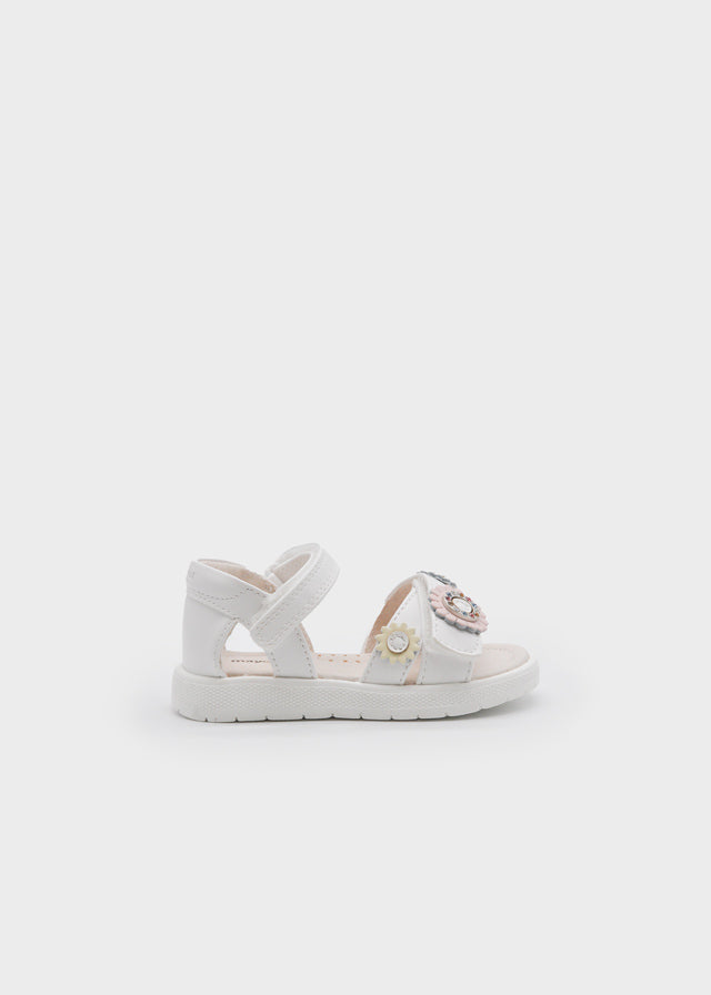 Sandalias Velcro Flores Blanco Mayoral