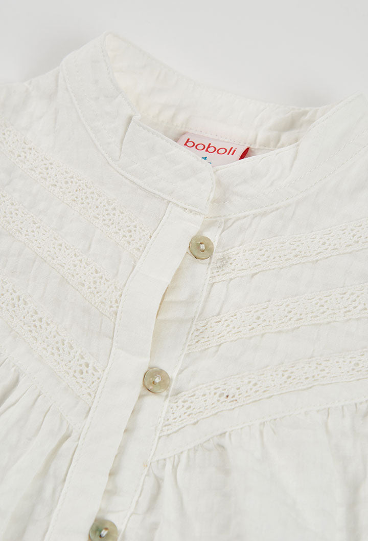 Blusa Manga Larga Detalle Bordado Blanco Boboli detalle