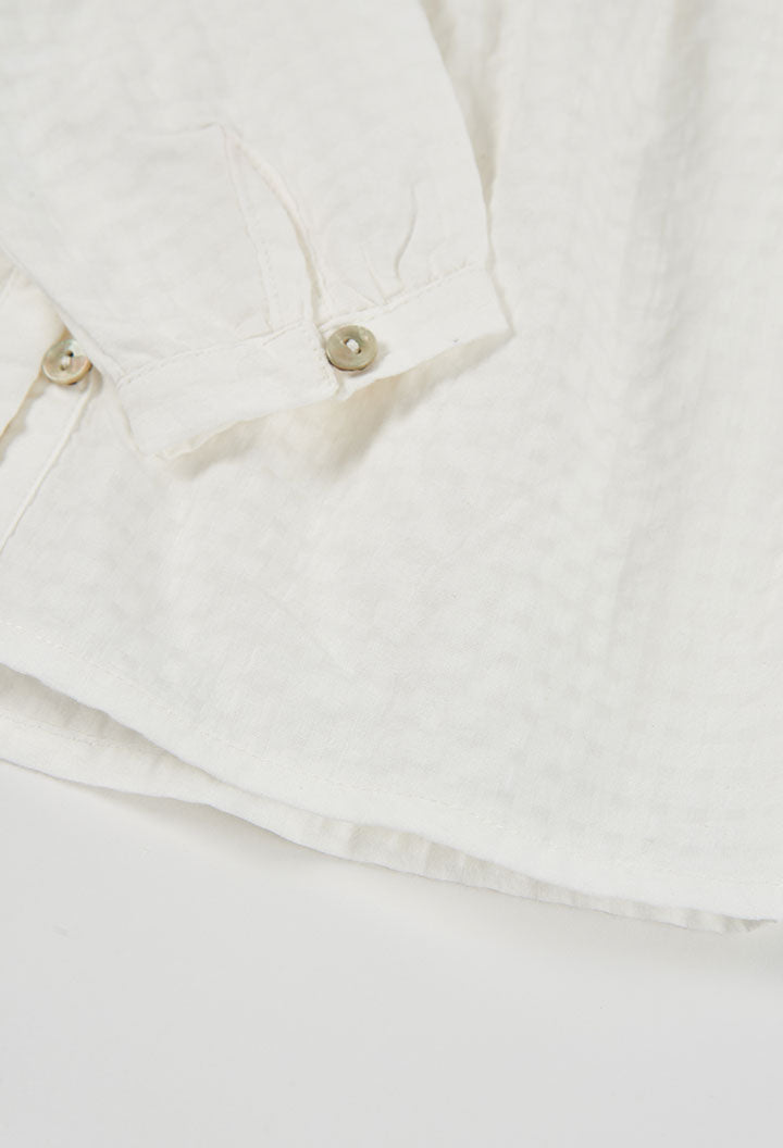 Blusa Manga Larga Detalle Bordado Blanco Boboli botones