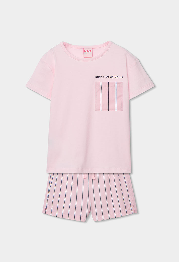 Pijama Short Estampado Rayas Rosa Boboli 