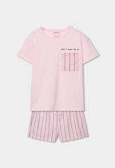Pijama Short Estampado Rayas Rosa Boboli 
