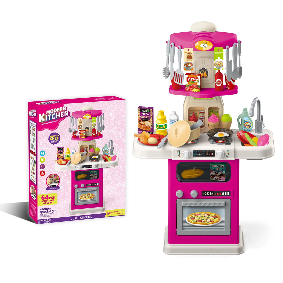 Juguete Cocina Moderna Chef Rosa 64pzs