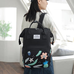 Pañalera Morral Estampado Frutas Negro