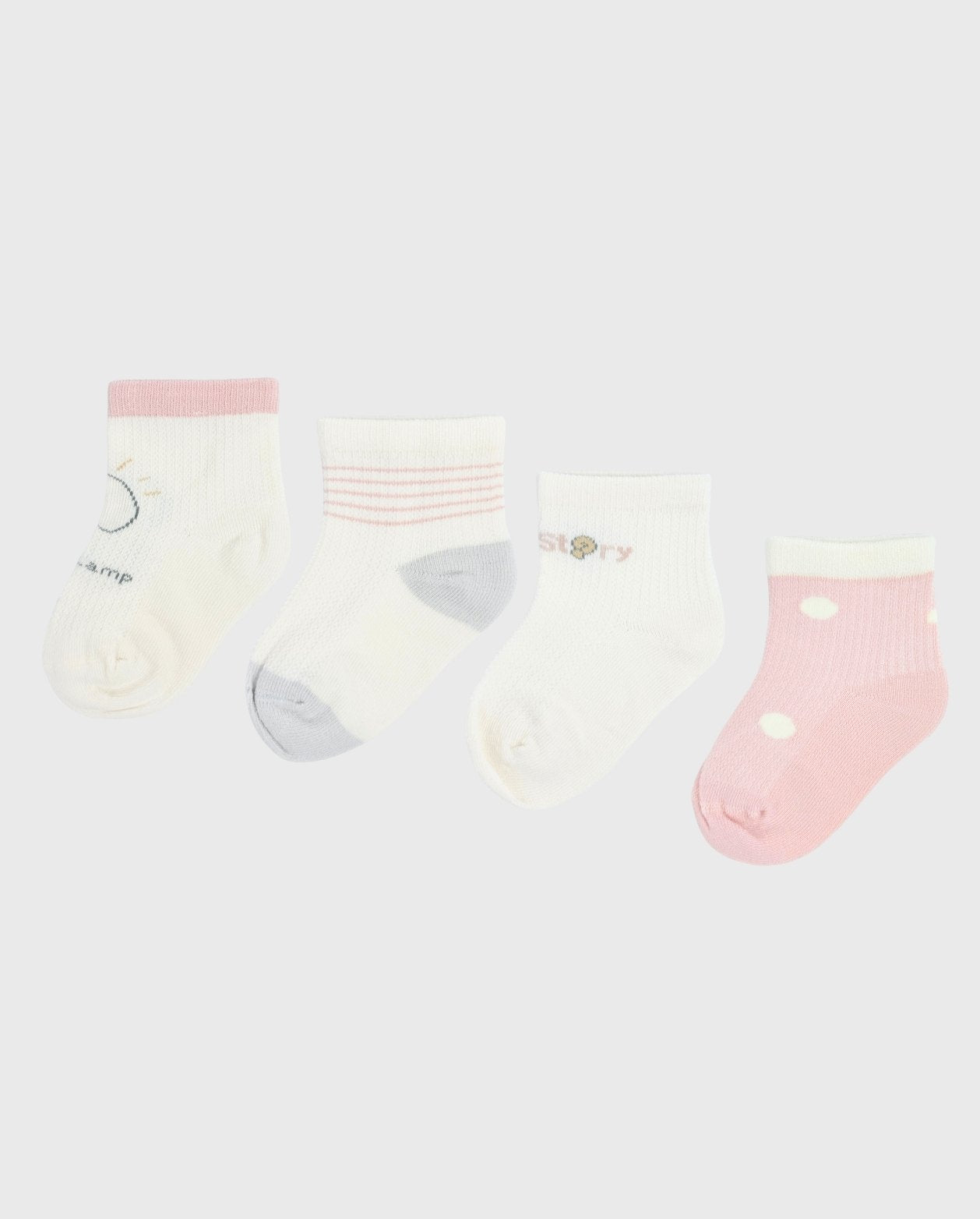 Set 4 Medias Estampado Rosa