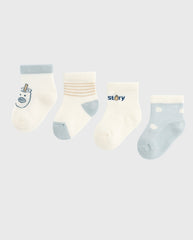 Set 4 Medias Estampado Azul