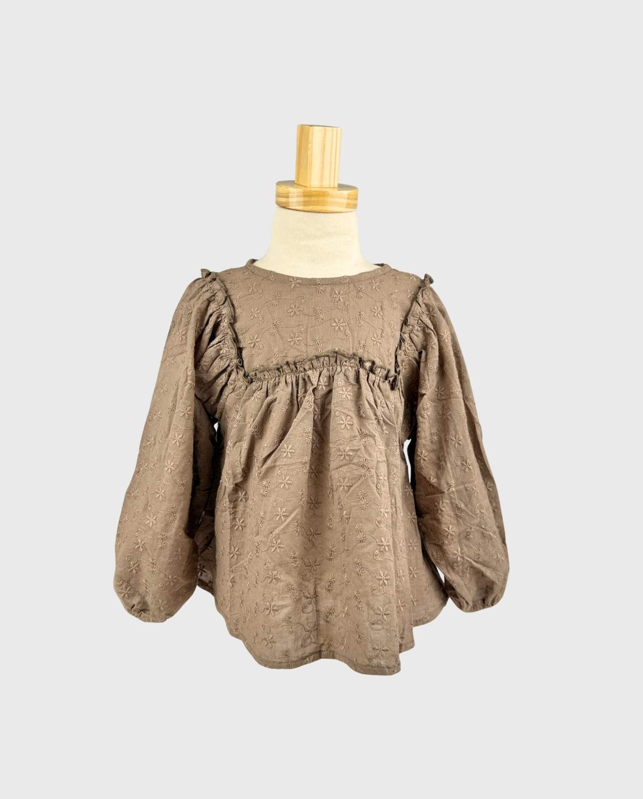 Conjunto Bebé Niña Blusa Flores Bordado Cafe 