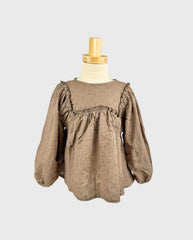 Conjunto Bebé Niña Blusa Flores Bordado Cafe 