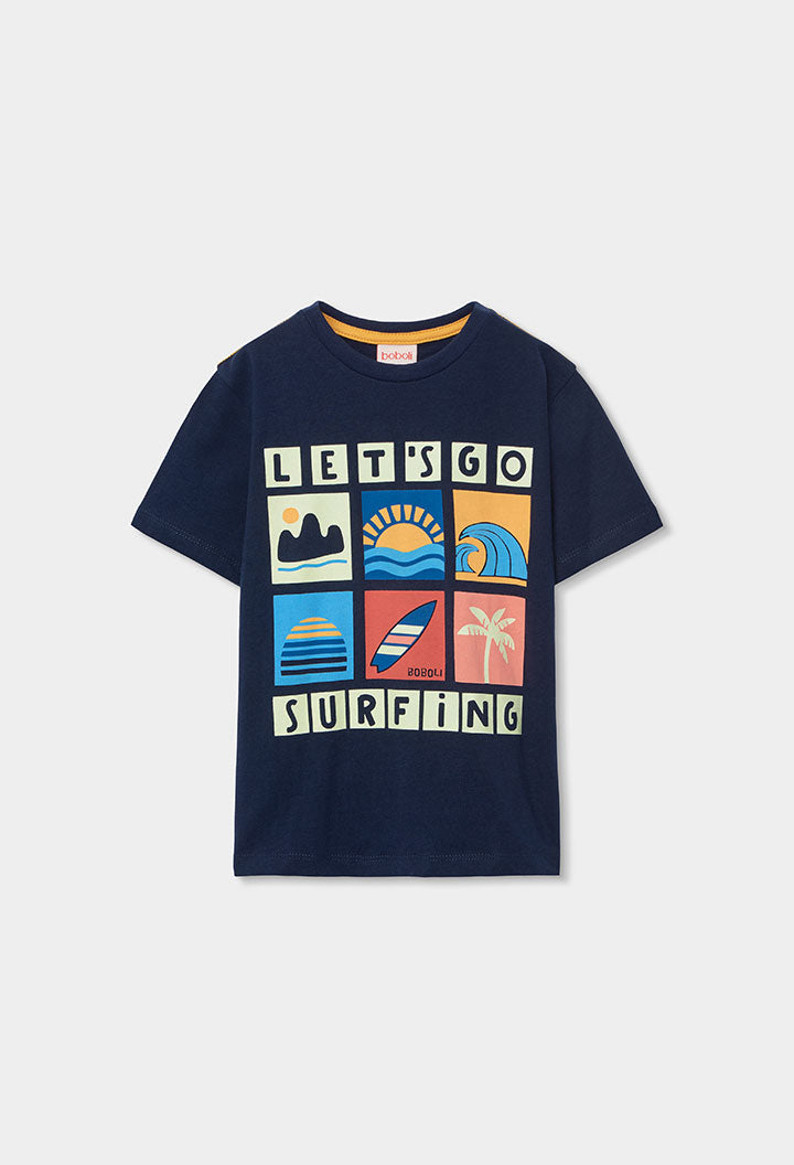 Camiseta Estampado Lest Go Navy Boboli estilo
