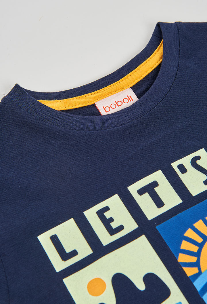 Camiseta Estampado Lest Go Navy Boboli detalle