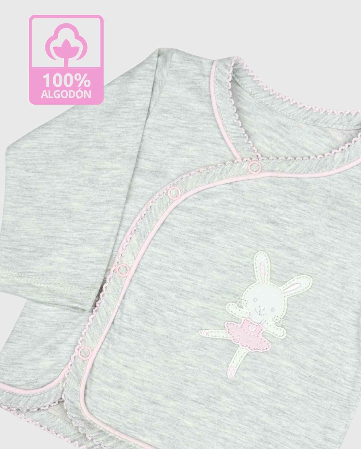 Set 3 Conjuntos Detalles Bordados Bebé Rosa Algodón 