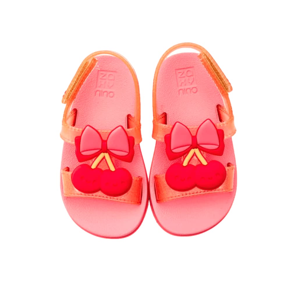 sandalias cereza glitter fucsia para niña