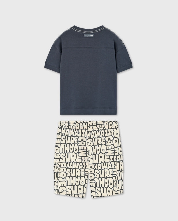 Conjunto Bermuda Letras Gris Boboli Set