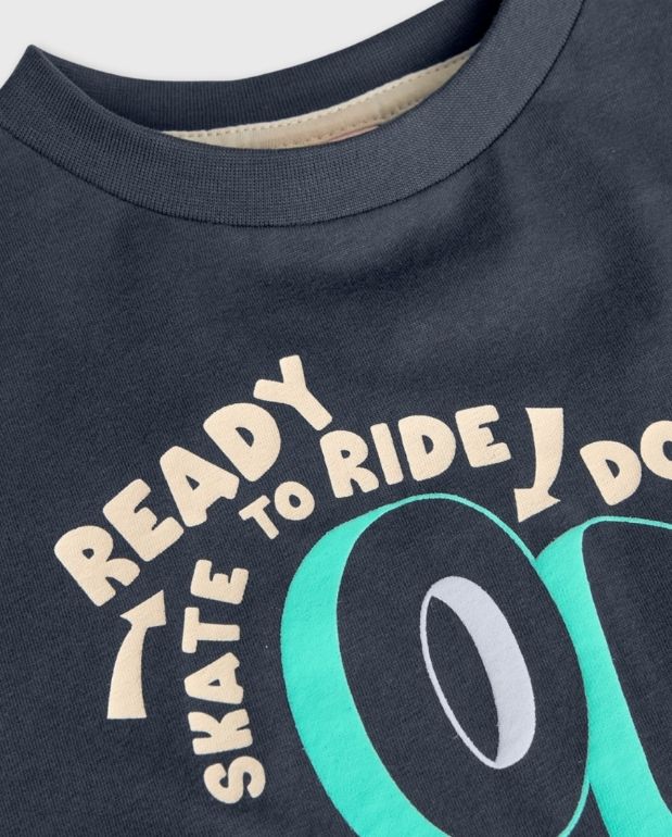 Conjunto Bermuda Letras Gris Boboli Estampado