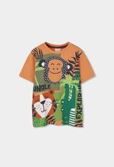 Camiseta Estampado Jungla Animales Naranja Boboli estilo