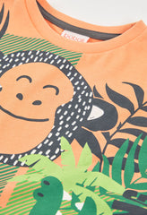 Camiseta Estampado Jungla Animales Naranja Boboli detalle