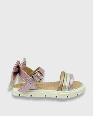 Sandalias Glitter Moño Rosa Brillos