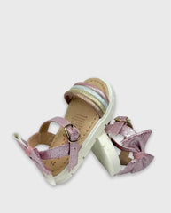 Sandalias Glitter Moño Rosa Detalles