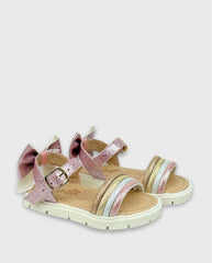 Sandalias Glitter Moño Rosa