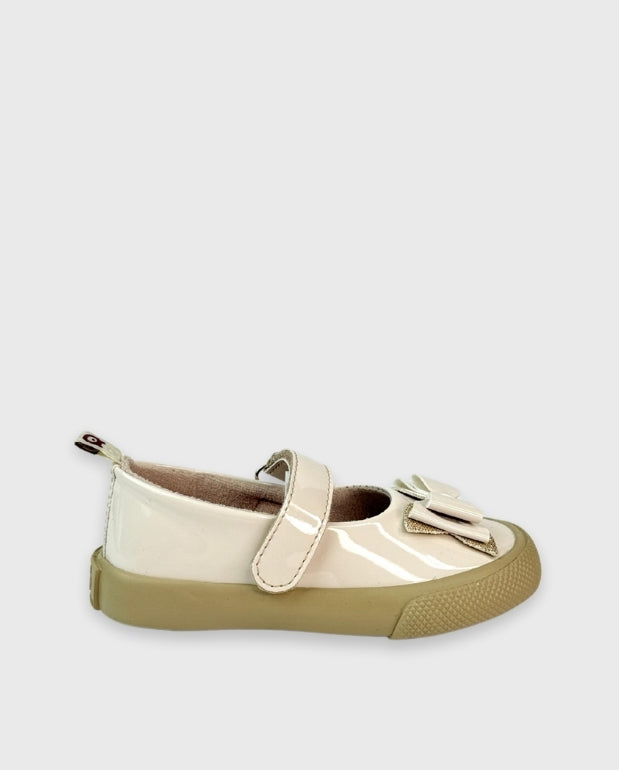 Baletas Charol Moño Marfil Melosos Moño