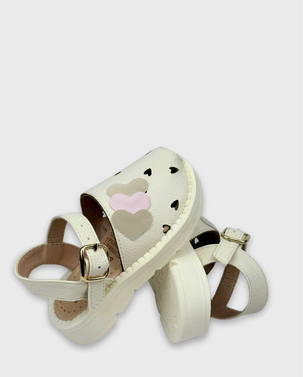 Sandalias Cerrada Corazones Nacar Verano