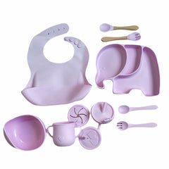 Set de Vajilla  Silicona Alimentación Elefant Lila