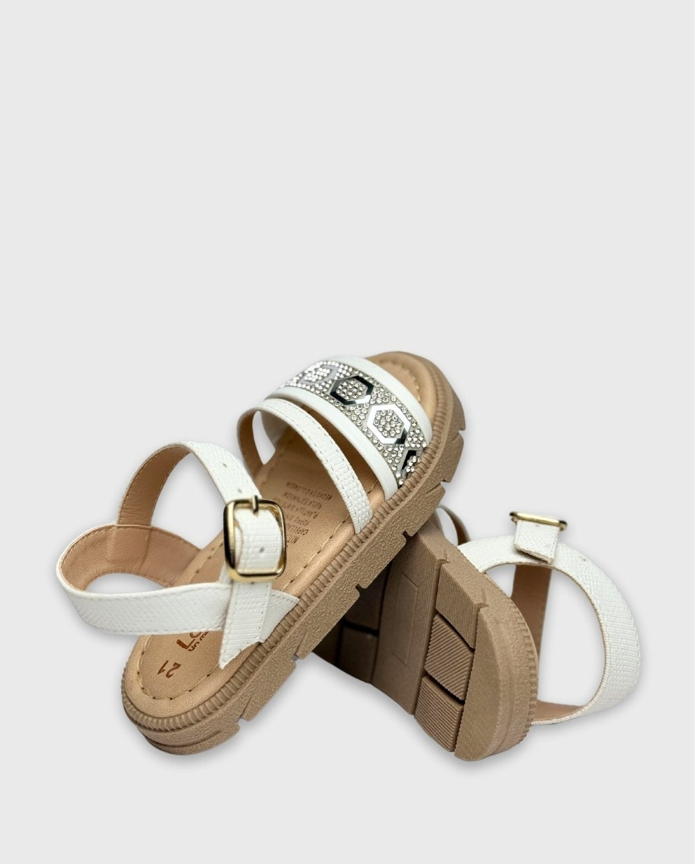 Sandalias Brillos Lazo Blanco Girls