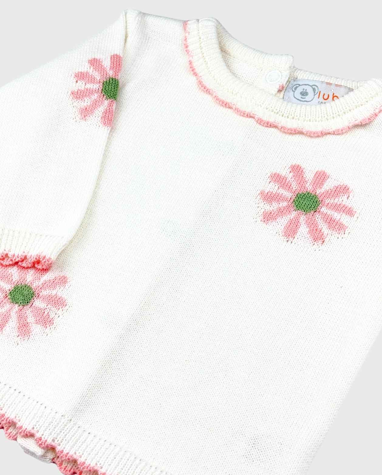 Primer Día Tejido Margaritas 100% Algodón Rosa Flores