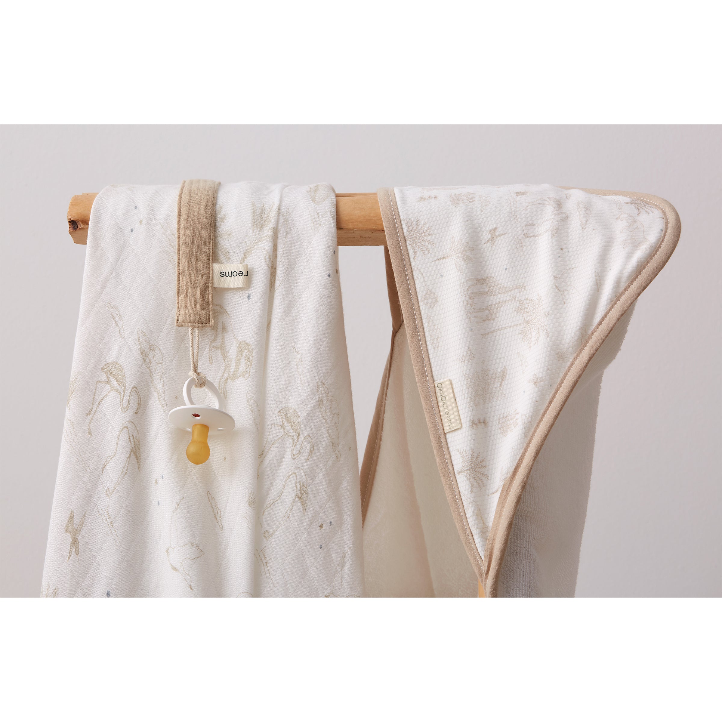 Muselina Noé animales beige bambú Bimbidreams