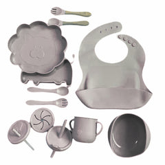 Set de Vajilla  Silicona Alimentación León Gris