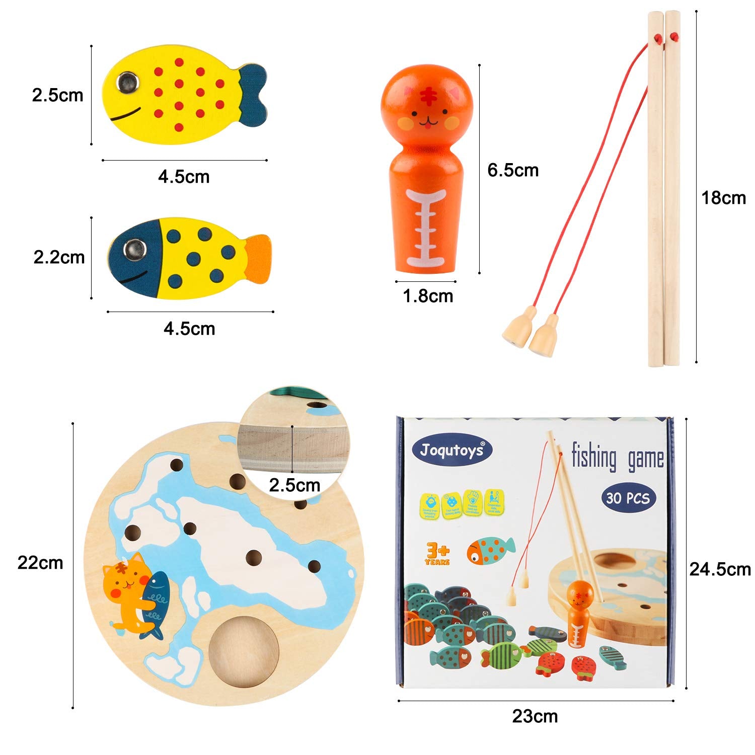 Juguete Pesca Madera Montessori medidas 