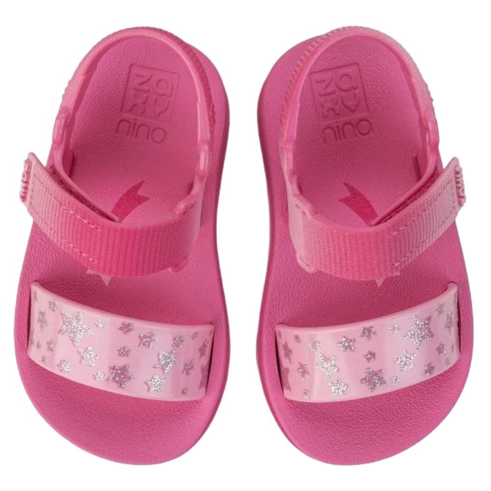 Sandalia Zaxynina Estrellas Fucsia Velcro