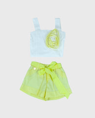 Conjunto Short Correa Flor Amarillo