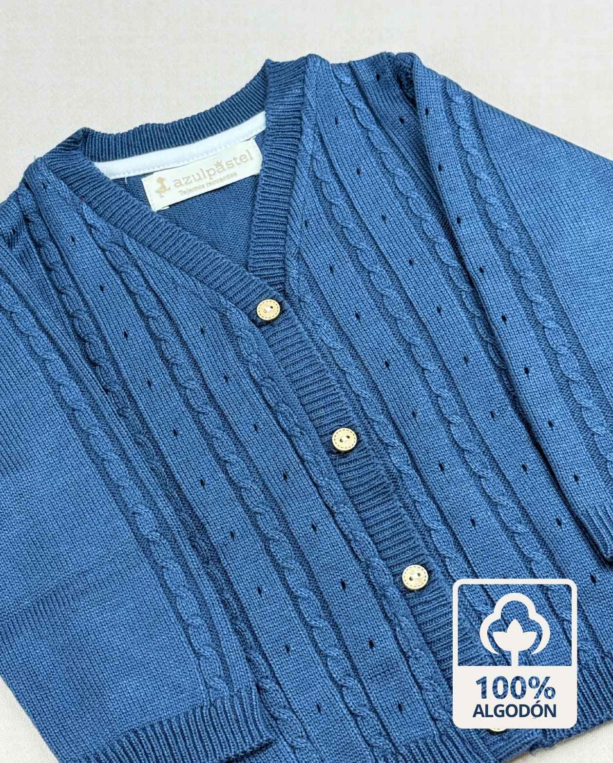 Set Primer Día 4 Piezas Navy 100% Algodón Textura