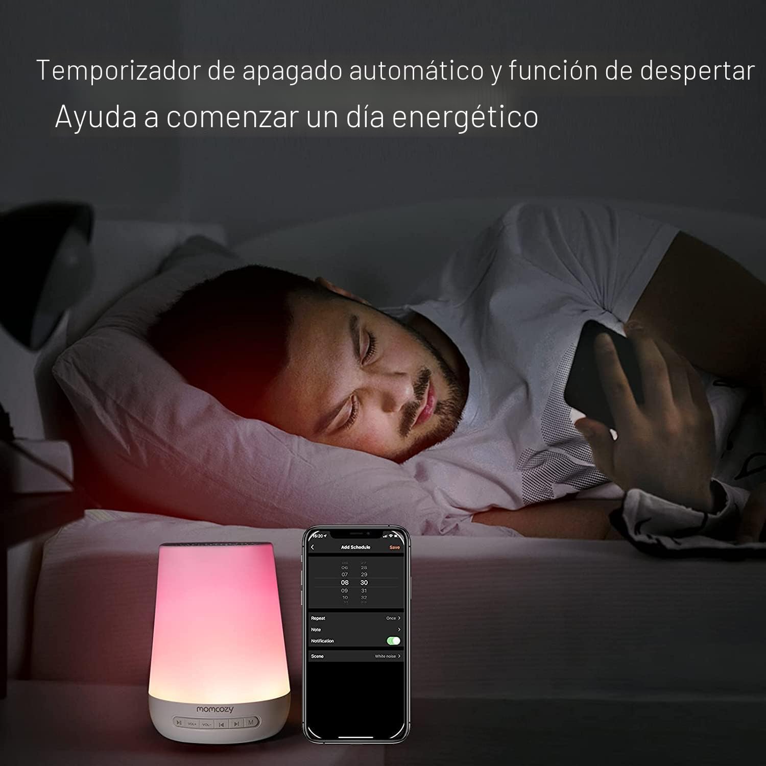 Monitor Ruido Blanco y Lámpara Inteligente Momcozy padres
