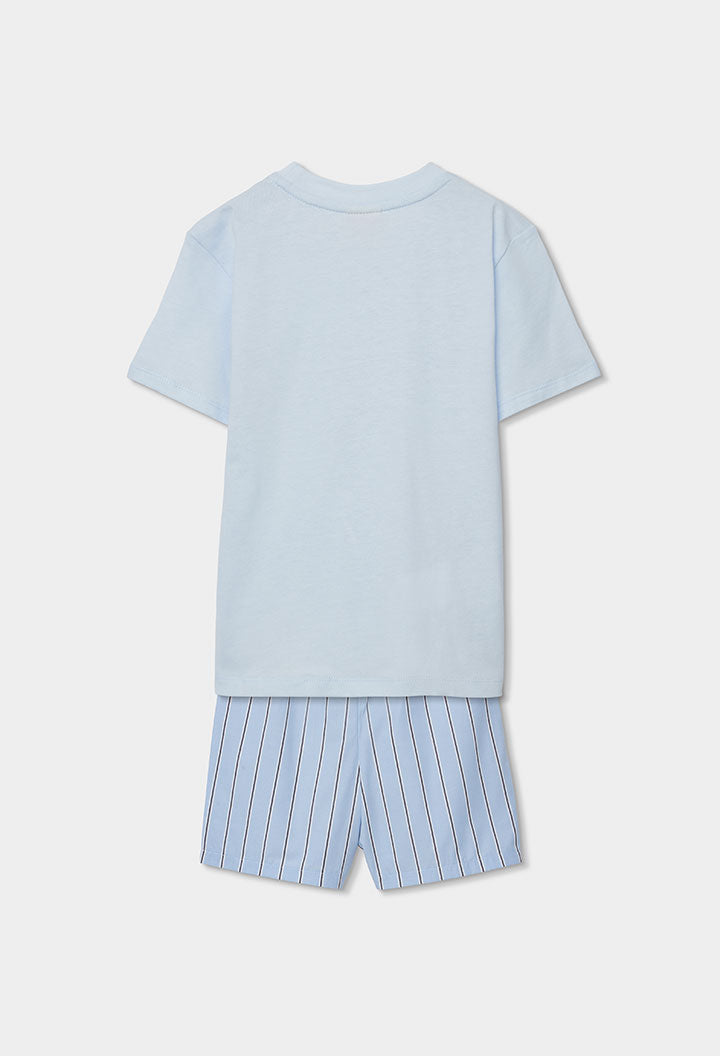 Pijama Bermuda Estampado Rayas Azul Boboli diseño