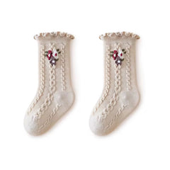 Medias Caladas Flor Beige Estilo
