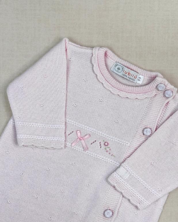 Primer Día Tricot 100% Algodón Peruano Rosa Detalle