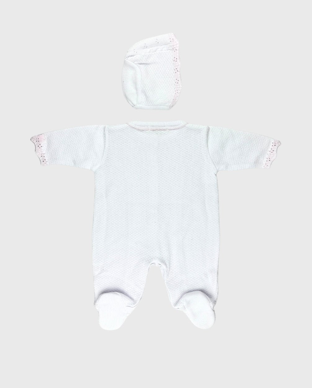 Primer Día Tejido Enterizo 100% Algodón Detalles Rosa Niña