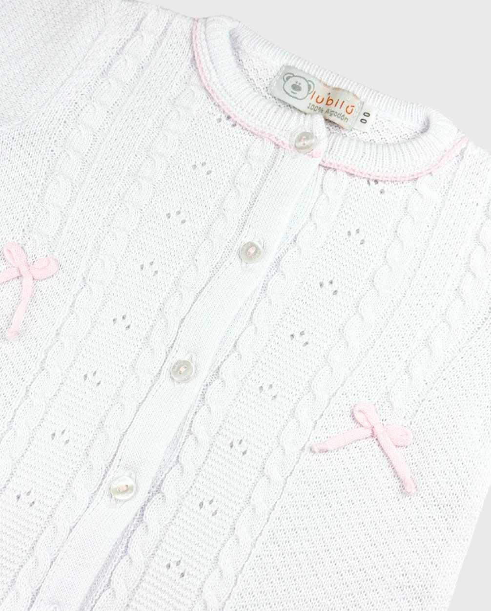 Primer Día Tejido Enterizo 100% Algodón Detalles Rosa Detalles