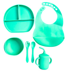 Set De Vajilla  Silicona Alimentación Sencilla Turquesa