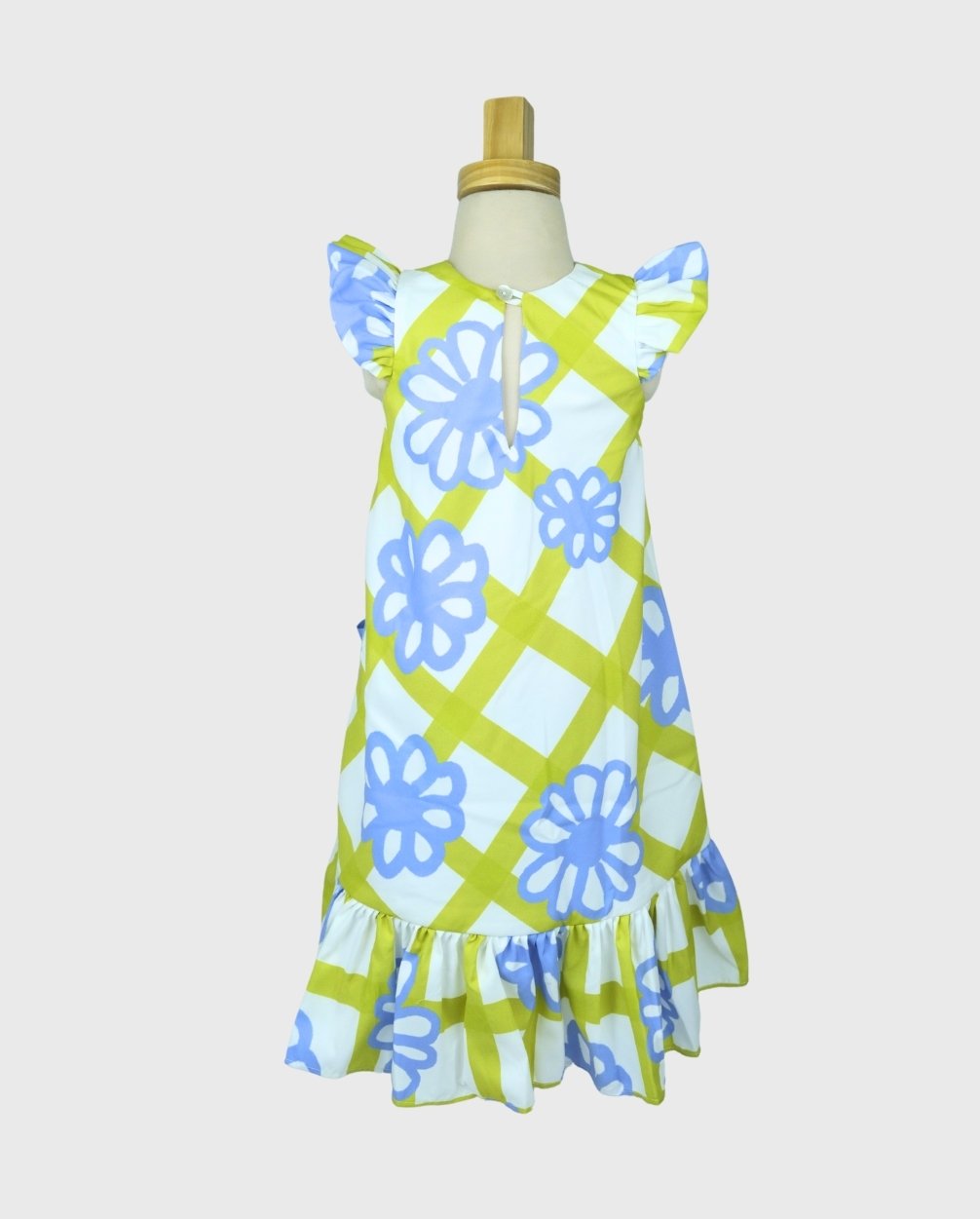 Vestido Estampado Flores Verde Azul Campo